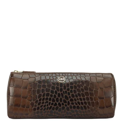 Da Milano Croco Leather Multi Pouch - Walnut